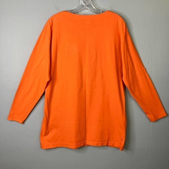 BASIC Editions Vintage 90s Halloween Witch Broom Cat Orange Long Sleeve Tee Sz M - Picture 12 of 16